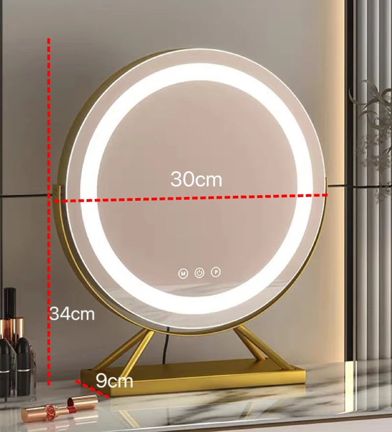 Lighted Vanity Makeup Mirror with Lights 3 Color Lighting Modes with 15X Magnification Mirror Smart Touch Control 360°Rotation